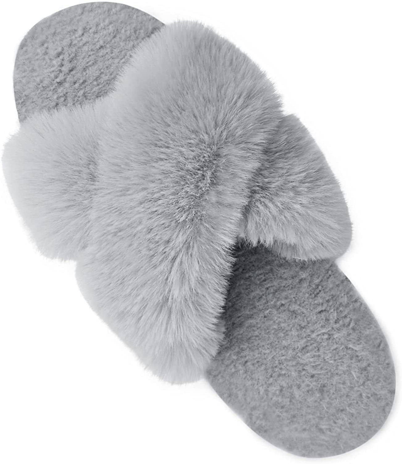 Personalized Fluffy Faux Fur Crossover Slippers - White, Pink, Grey or Black - Premium Slippers - Shop now at San Rocco Italia