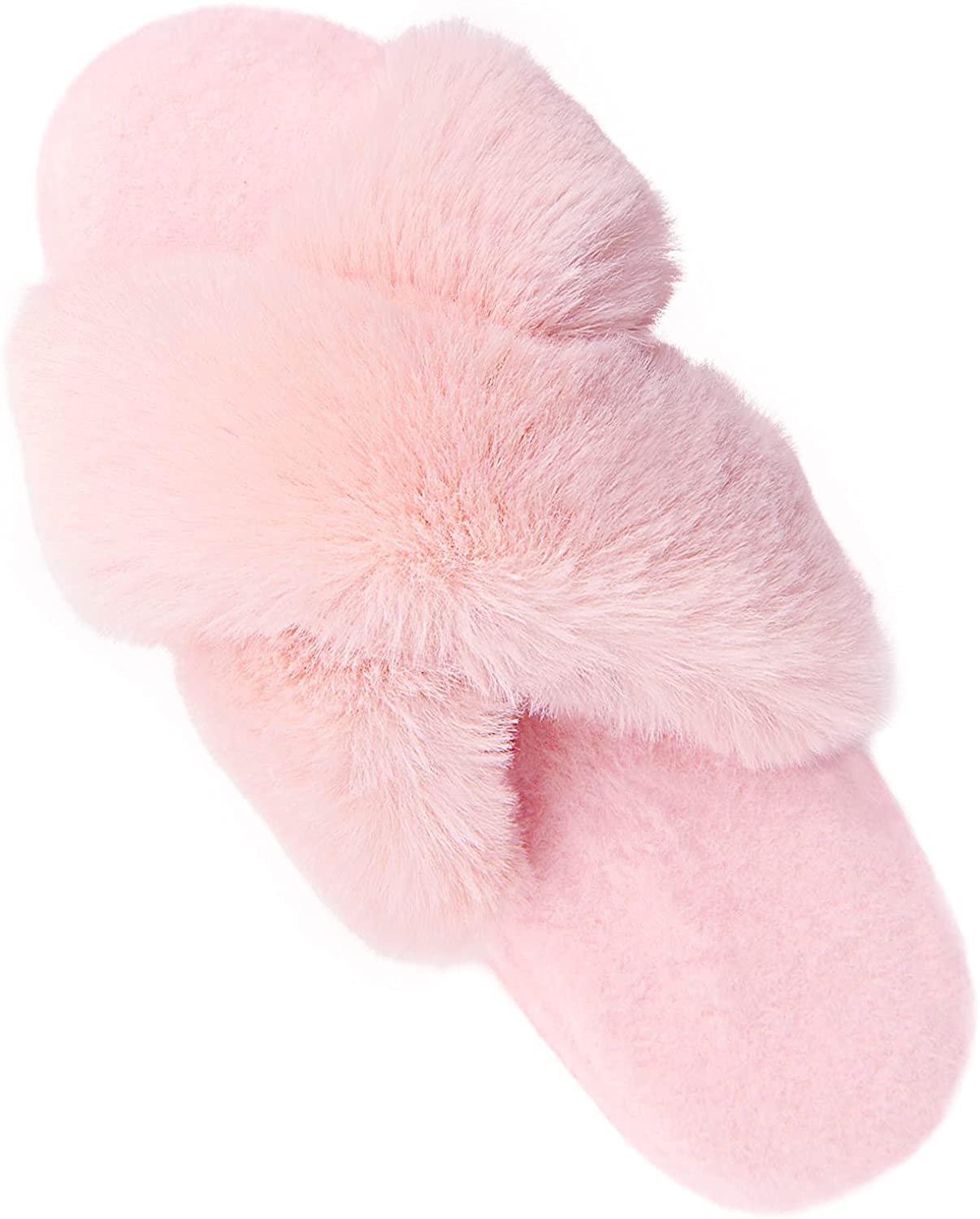 Personalized Fluffy Faux Fur Crossover Slippers - White, Pink, Grey or Black - Slippers - San Rocco Italia