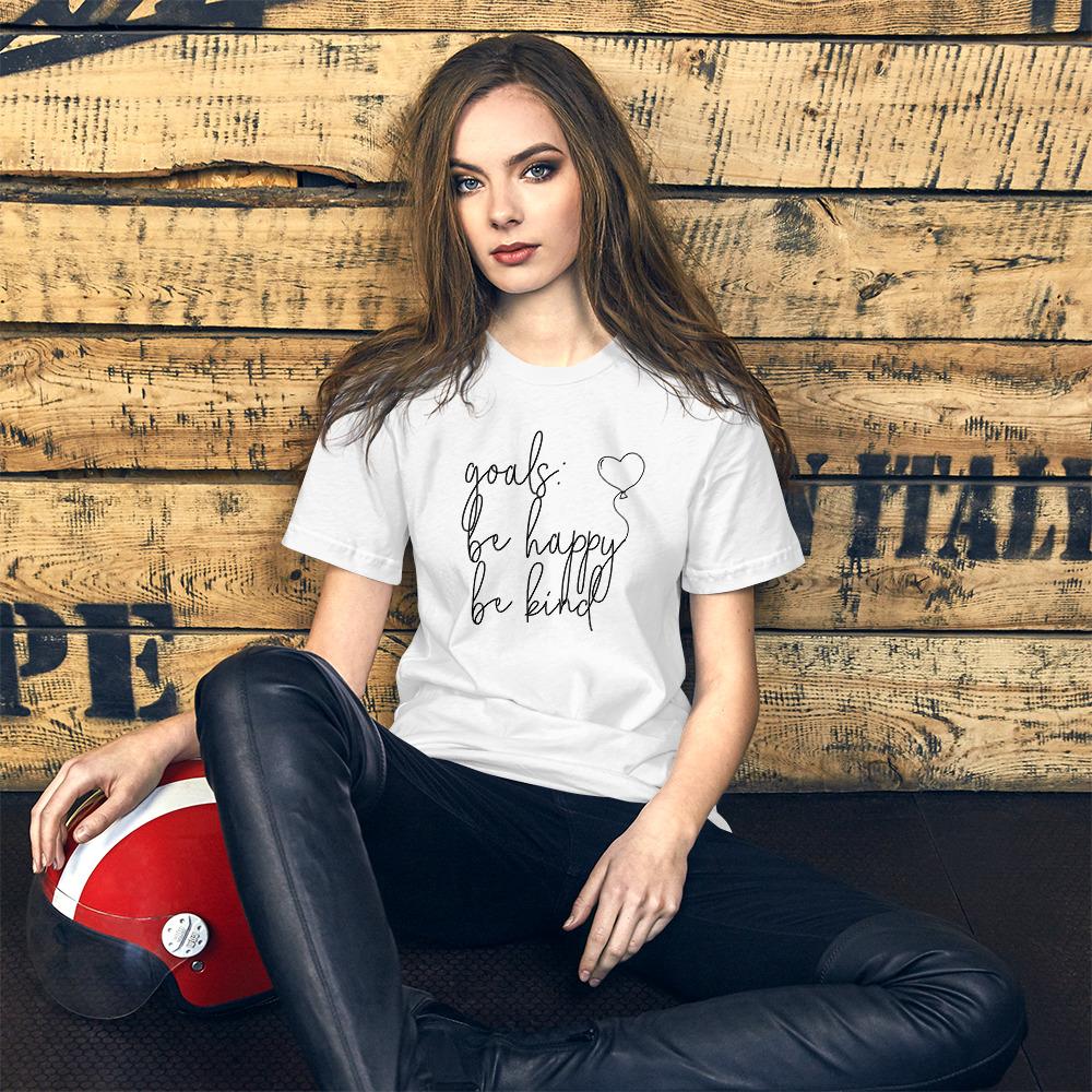 Goals: Be Happy, Be Kind Short-Sleeve Unisex T-Shirt - Premium T-Shirts - Just €34.95! Shop now at San Rocco Italia
