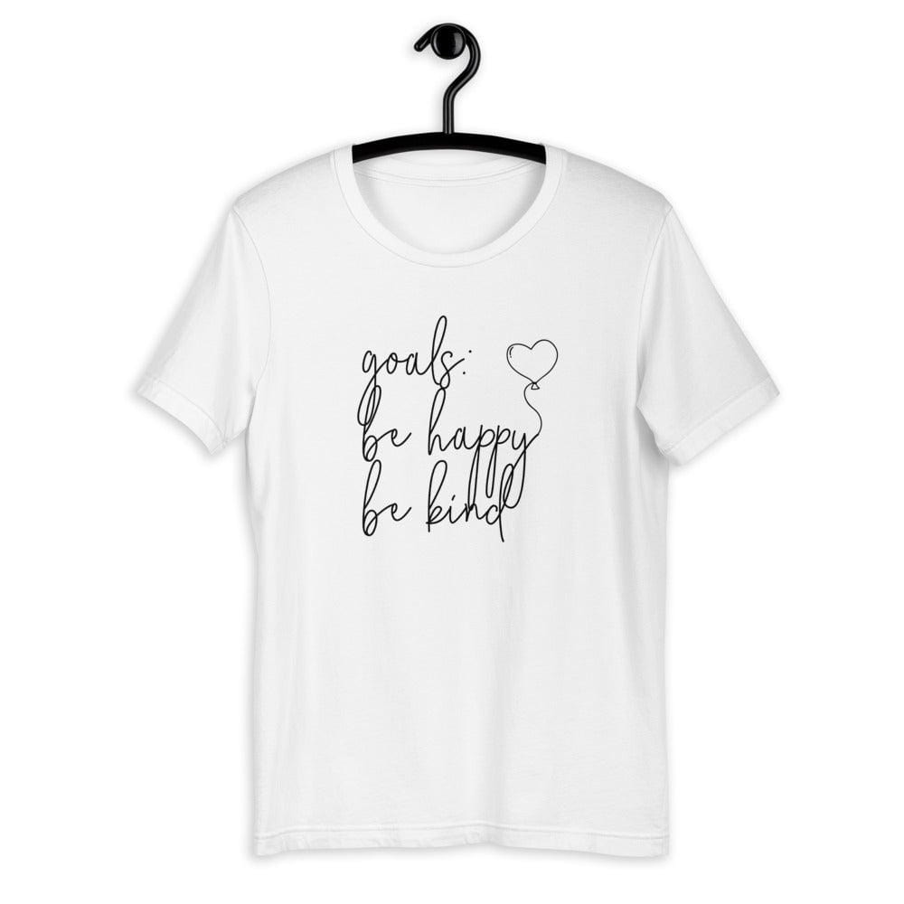 Goals: Be Happy, Be Kind Short-Sleeve Unisex T-Shirt - Premium T-Shirts - Shop now at San Rocco Italia