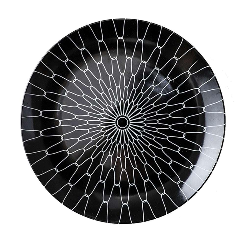 Black and White Geometric Ceramic Dessert/Salad and Dinner Plates | 21 cm and 27.5 cm - Premium Tableware - Shop now at San Rocco Italia