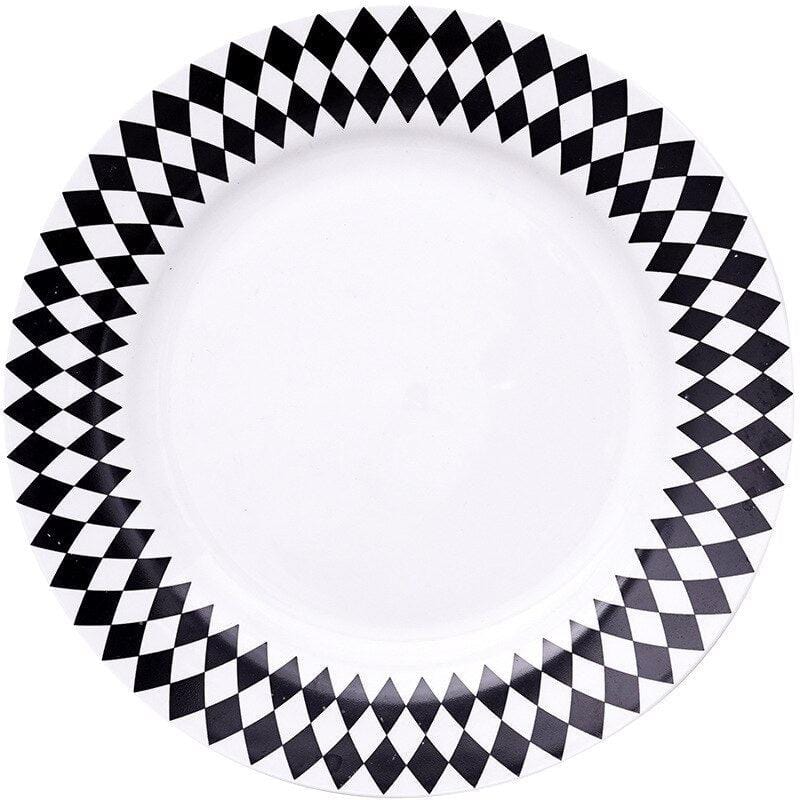 Black and White Porcelain Plates and Bowls | 22 cm (approx. 8 inches) - Tableware -  sanroccoitalia.it