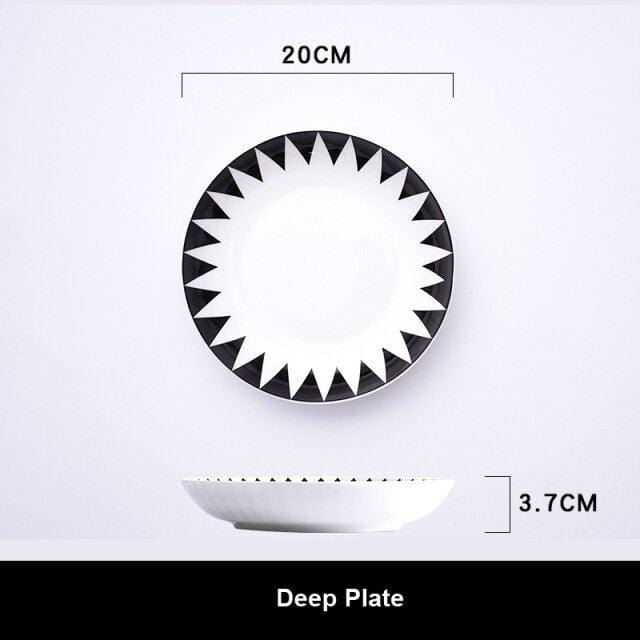 Black and White Porcelain Plates and Bowls | 22 cm (approx. 8 inches) - Tableware -  sanroccoitalia.it