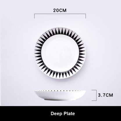 Black and White Porcelain Plates and Bowls | 22 cm (approx. 8 inches) - Tableware -  sanroccoitalia.it