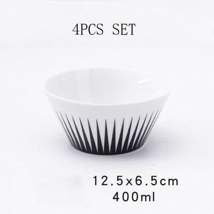 Black and White Porcelain Plates and Bowls | 22 cm (approx. 8 inches) - Tableware -  sanroccoitalia.it
