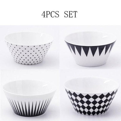 Black and White Porcelain Plates and Bowls | 22 cm (approx. 8 inches) - Premium Tableware - Just €37.95! Shop now at San Rocco Italia