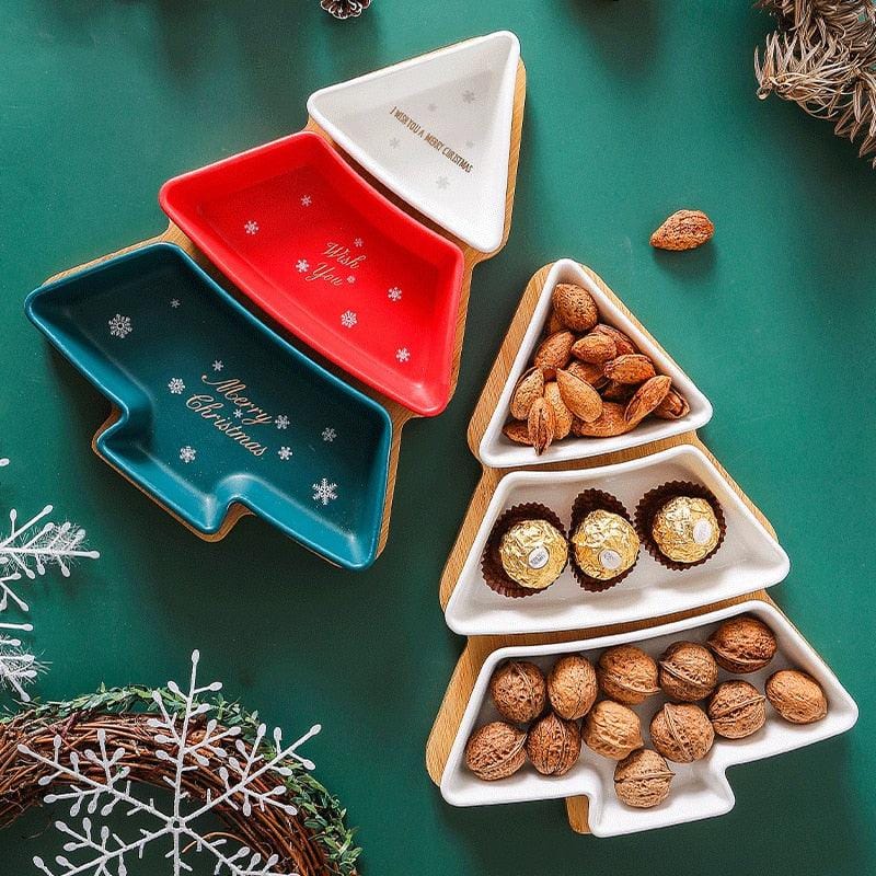 Christmas Tree Aperitivo/Snack Dishes With Bamboo Tray - Premium Tableware - Shop now at San Rocco Italia