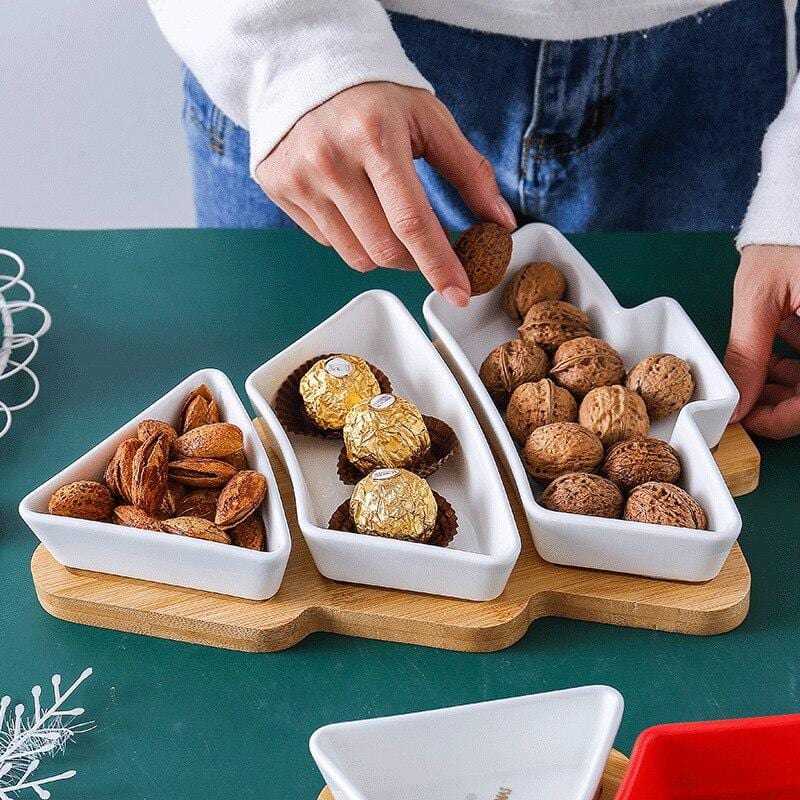 Christmas Tree Aperitivo/Snack Dishes With Bamboo Tray - Premium Tableware - Just €49.95! Shop now at San Rocco Italia