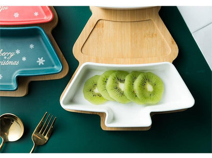 Christmas Tree Aperitivo/Snack Dishes With Bamboo Tray - Premium Tableware - Shop now at San Rocco Italia