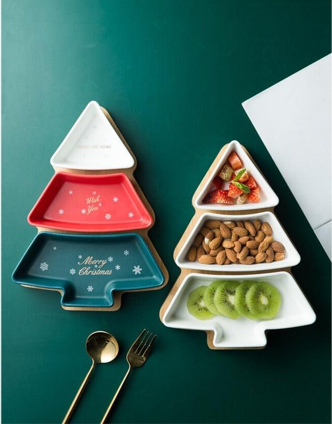 Christmas Tree Aperitivo/Snack Dishes With Bamboo Tray - Premium Tableware - Shop now at San Rocco Italia