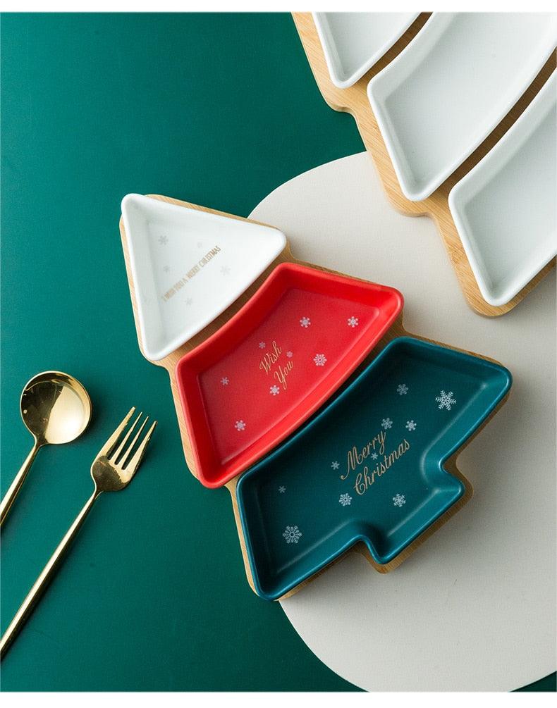 Christmas Tree Aperitivo/Snack Dishes With Bamboo Tray - Premium Tableware - Shop now at San Rocco Italia