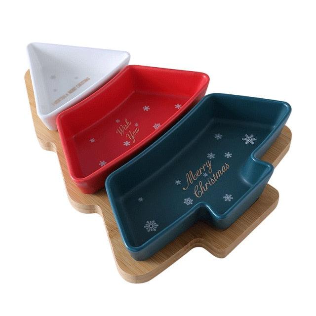 Christmas Tree Aperitivo/Snack Dishes With Bamboo Tray - Premium Tableware - Shop now at San Rocco Italia