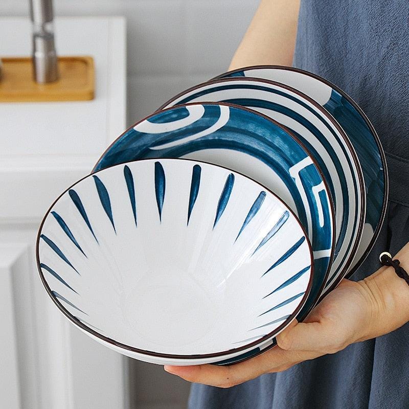 Deep Hand-Painted Blue and White Coastal Bowls - Premium Tableware - Just €31.95! Shop now at San Rocco Italia