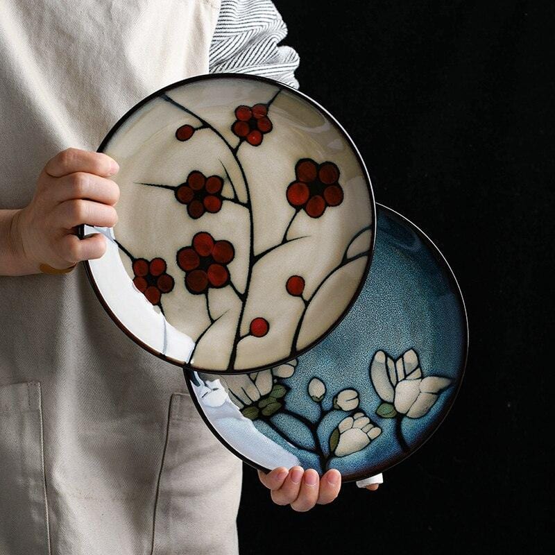 Hand-painted ceramic floral plates - 20.3-22.2 cm (approx. 8-8.74") - Premium Tableware - Shop now at San Rocco Italia