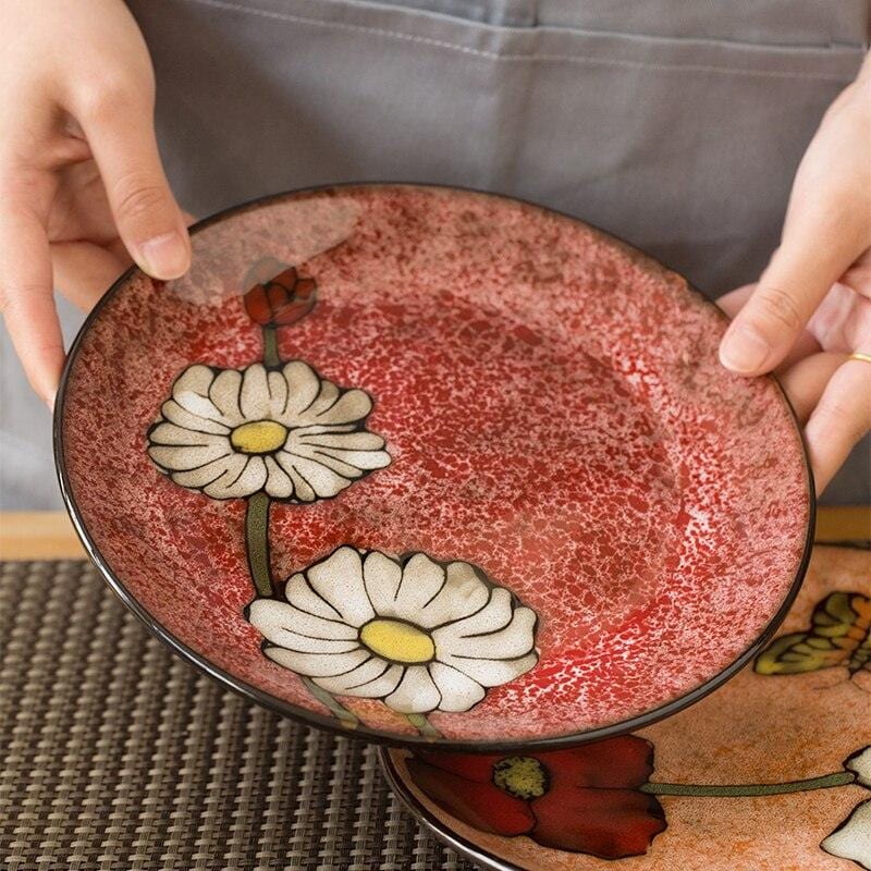 Hand-painted ceramic floral plates - 20.3-22.2 cm (approx. 8-8.74") - Premium Tableware - Shop now at San Rocco Italia