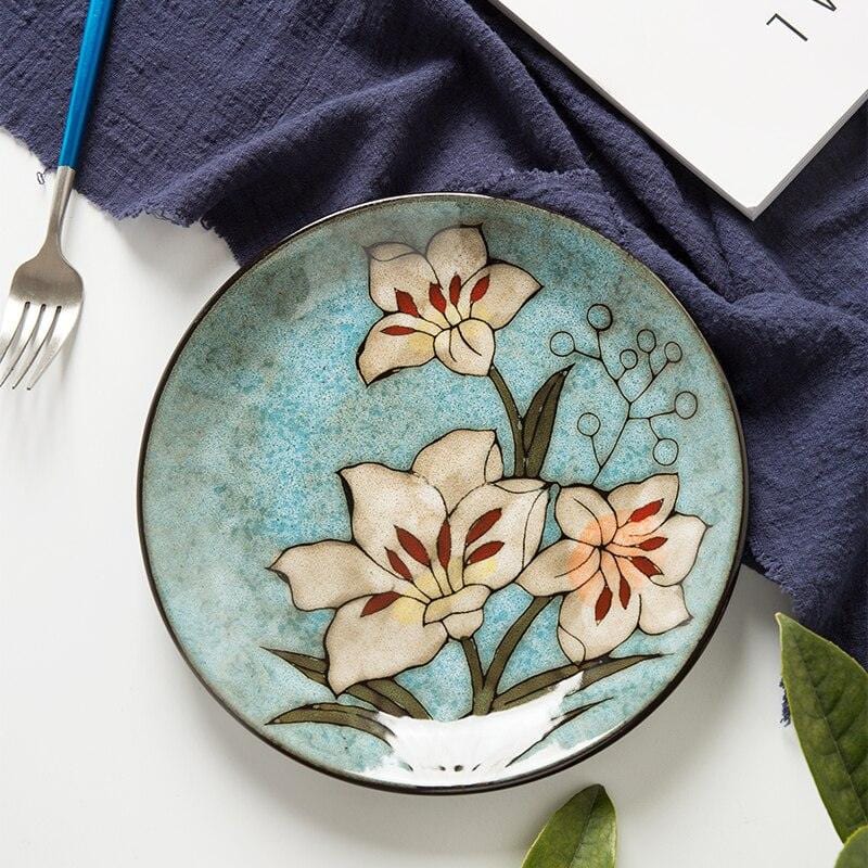 Hand-painted ceramic floral plates - 20.3-22.2 cm (approx. 8-8.74") - Premium Tableware - Shop now at San Rocco Italia