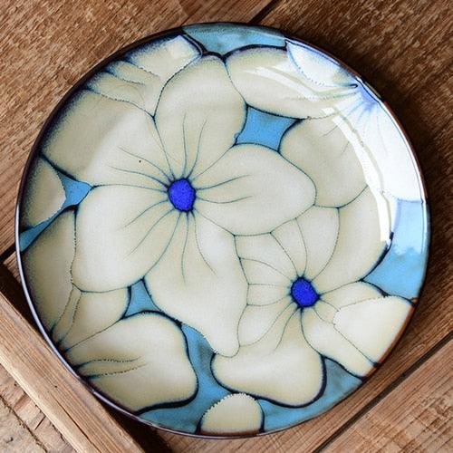 Hand-painted ceramic floral plates - 20.3-22.2 cm (approx. 8-8.74") - Premium Tableware - Shop now at San Rocco Italia