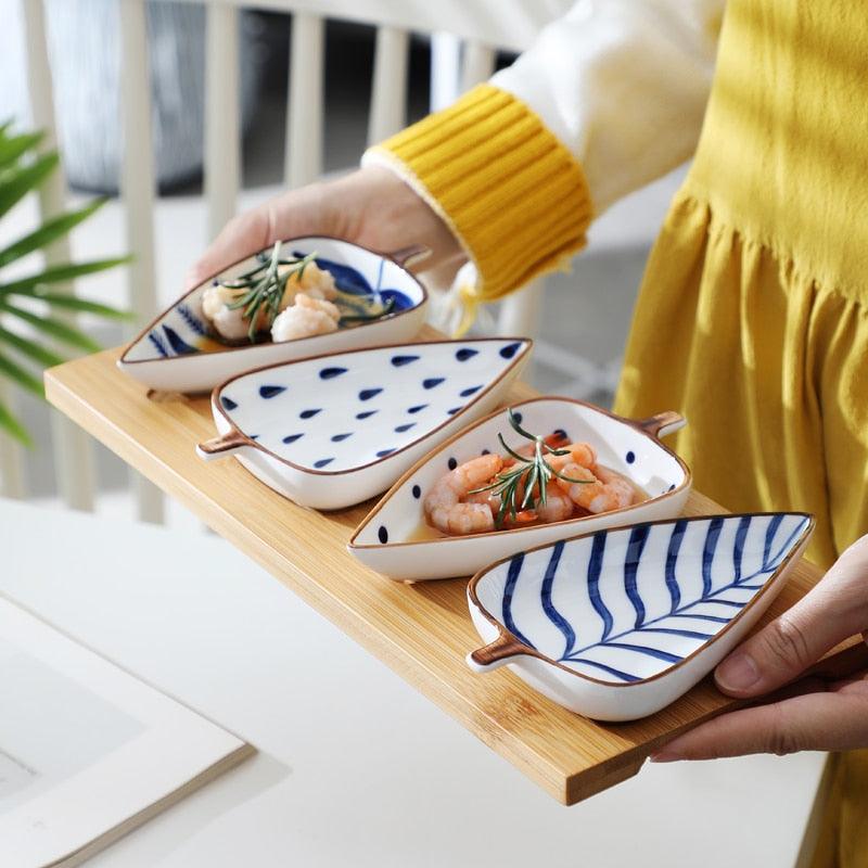 Hand-Painted Leaf Aperitivo Snack Dishes - Premium Tableware - Shop now at San Rocco Italia