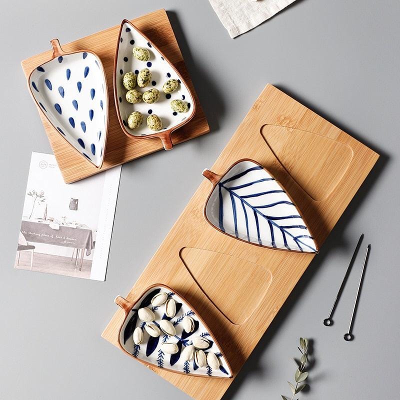 Hand-Painted Leaf Aperitivo Snack Dishes - Premium Tableware - Shop now at San Rocco Italia