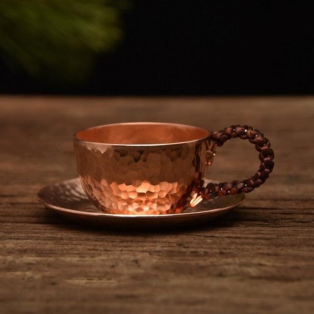 Handmade pure copper espresso and tea cup with saucer - 80 ml - Premium Tableware - Just €39.95! Shop now at San Rocco Italia