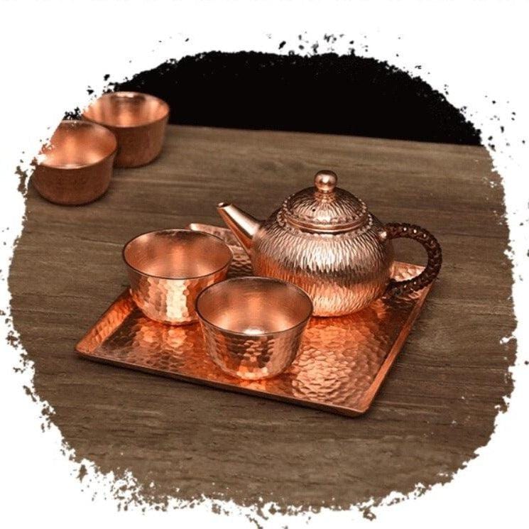 Handmade pure copper tea / espresso cup tray - Premium Tableware - Shop now at San Rocco Italia