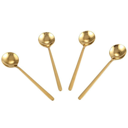Round, Gold Stainless Steel Coffee Spoons - 12 piece set -  www.sanroccoitalia.it - Tableware