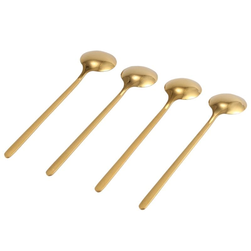 Round, Gold Stainless Steel Coffee Spoons - 12 piece set -  www.sanroccoitalia.it - Tableware