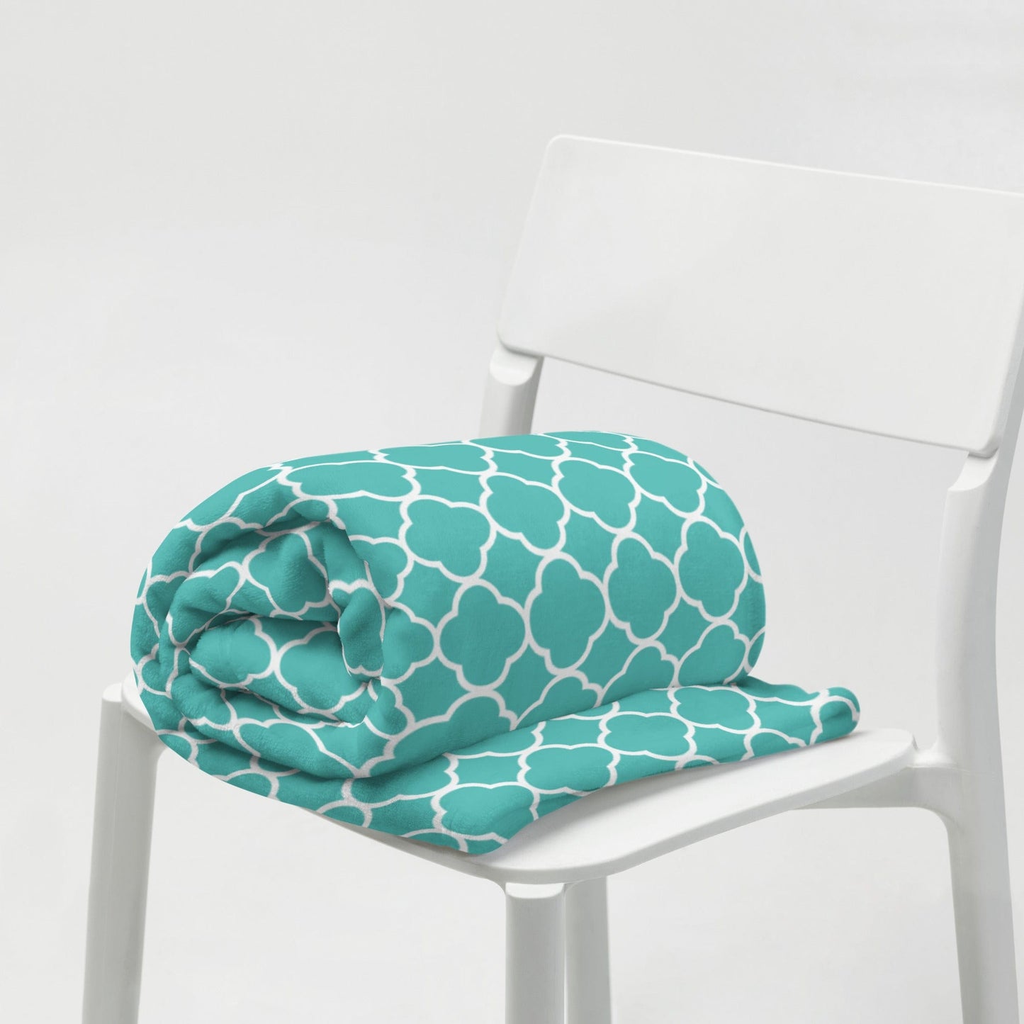 Turquoise Quatrefoil Throw Blanket - Premium  - Shop now at San Rocco Italia