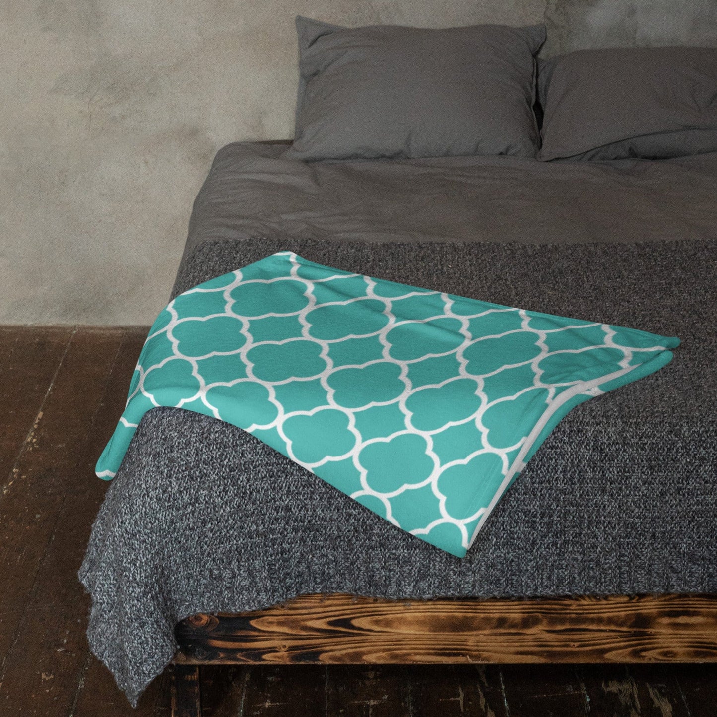 Turquoise Quatrefoil Throw Blanket - Premium  - Shop now at San Rocco Italia