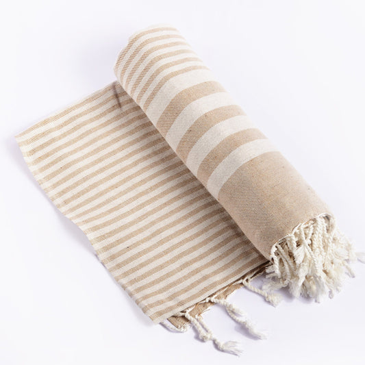 Fethiye Upcycled Throw Blanket / Towel - Beige - Premium Textiles & Pillows - Shop now at San Rocco Italia