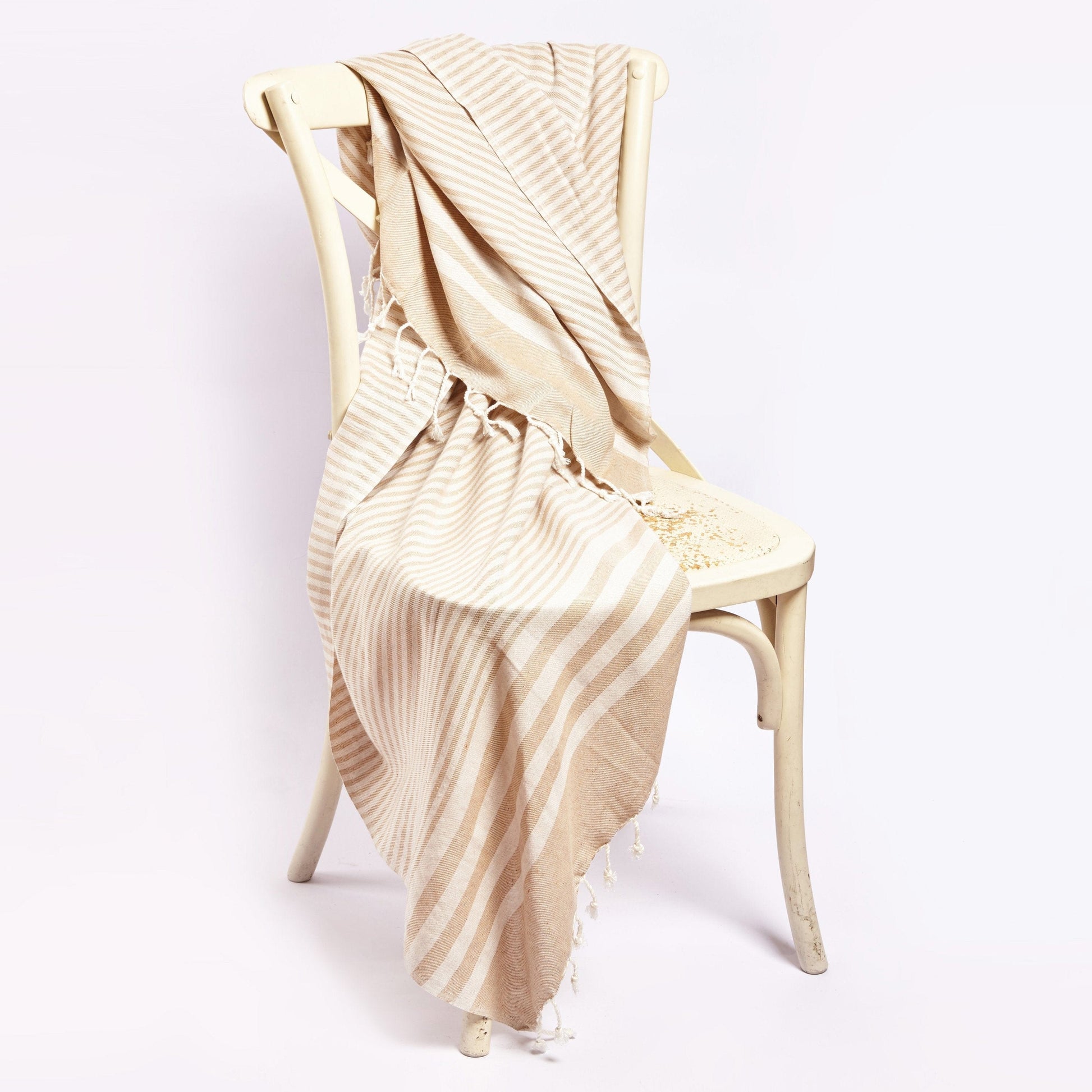 Fethiye Upcycled Throw Blanket / Towel - Beige - San Rocco Italia