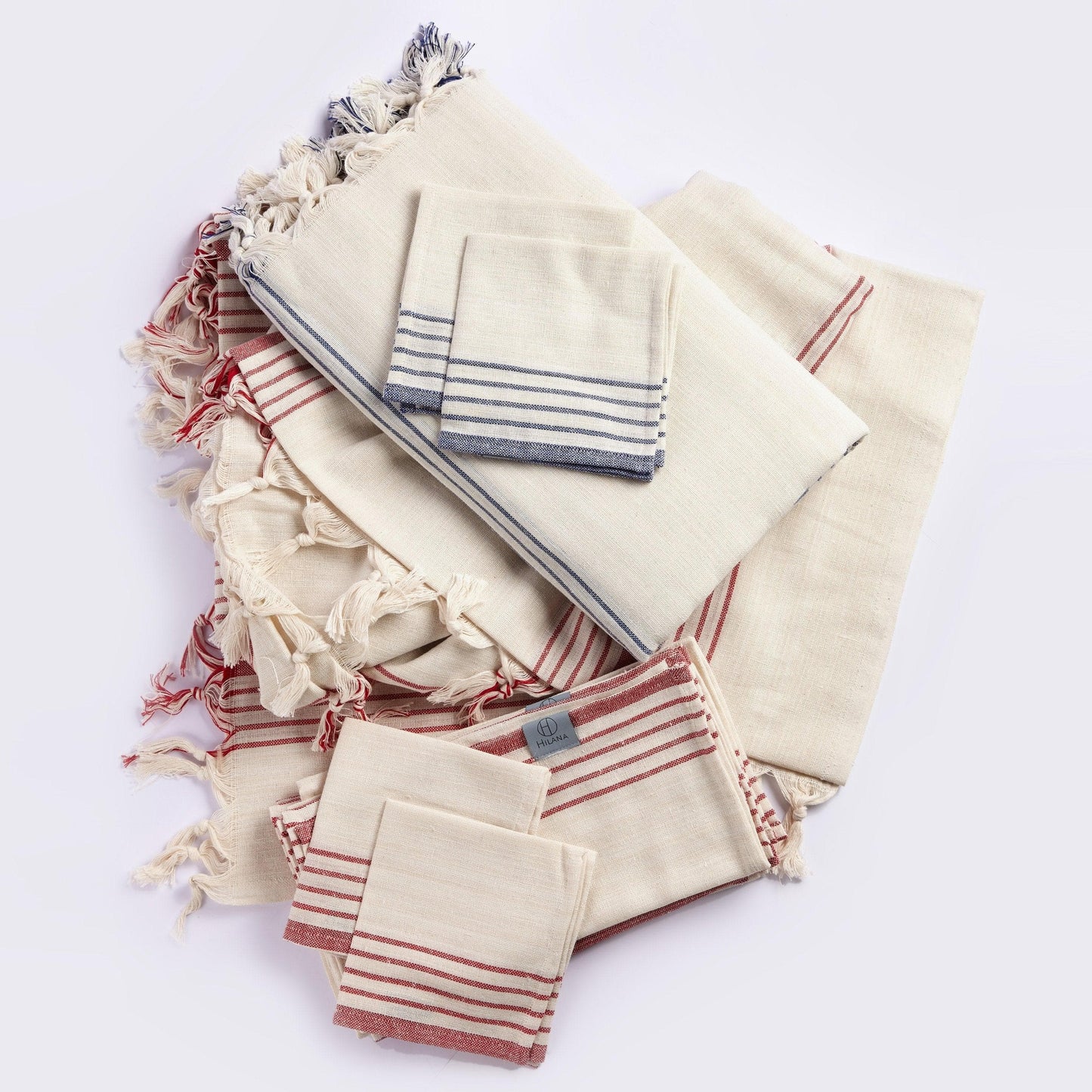 Kayseri Linen Tablecloth Set - Red - Premium Textiles & Pillows - Shop now at San Rocco Italia