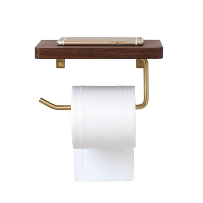 Wood and Brass Toilet Paper Holder - Black Walnut or Beech - Toilet Paper Holders - San Rocco Italia