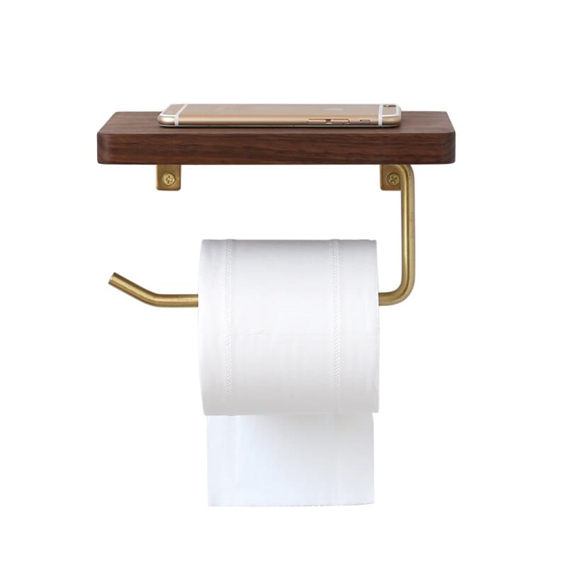 Wood and Brass Wall Mounted Toilet Paper Holder - Black Walnut or Beech - Premium Toilet Paper Holders - Shop now at San Rocco Italia