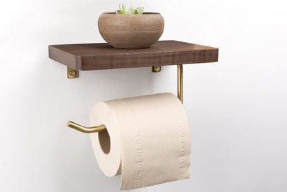 Wood and Brass Wall Mounted Toilet Paper Holder - Black Walnut or Beech - Premium Toilet Paper Holders - Shop now at San Rocco Italia