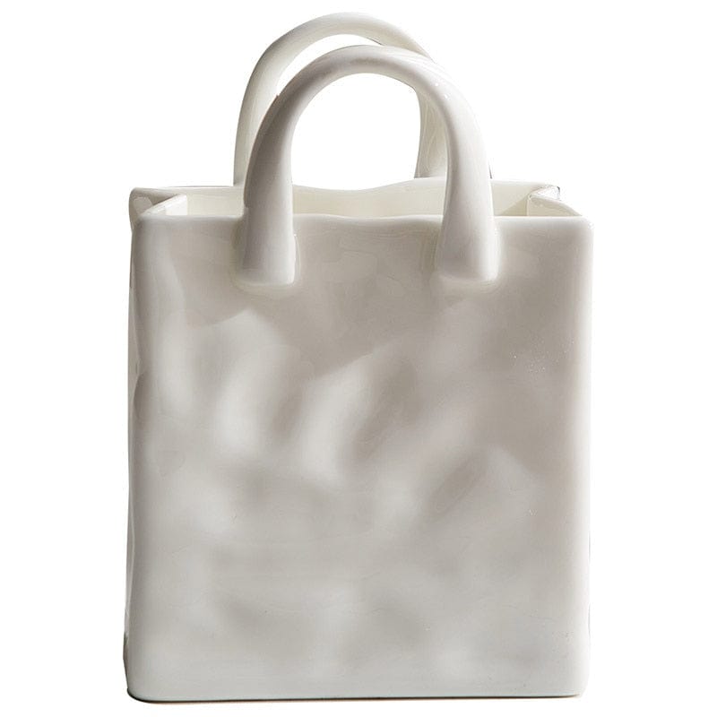 Small Porcelain Handbag Vases | White and Silver - Premium Vase - Shop now at San Rocco Italia