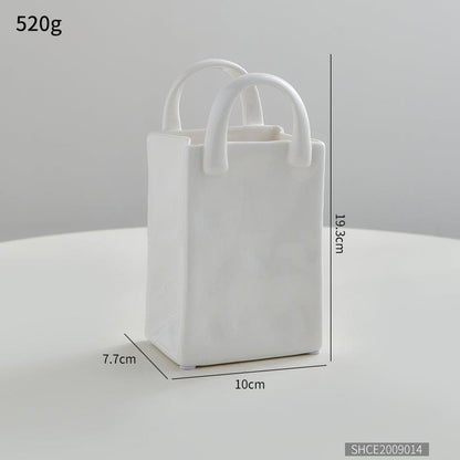 Small Porcelain Handbag Vases | White and Silver - Vase - San Rocco Italia