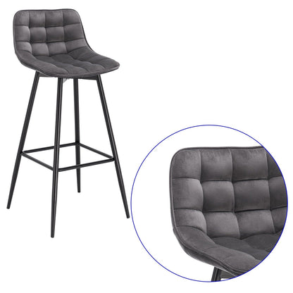 Vegan Leather and Velvet Bar Stools | Set of 2 - Metal Legs -  - San Rocco Italia
