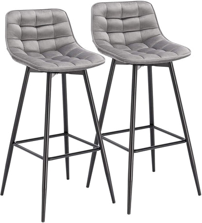 Vegan Leather and Velvet Bar Stools | Set of 2 - Metal Legs -  - San Rocco Italia