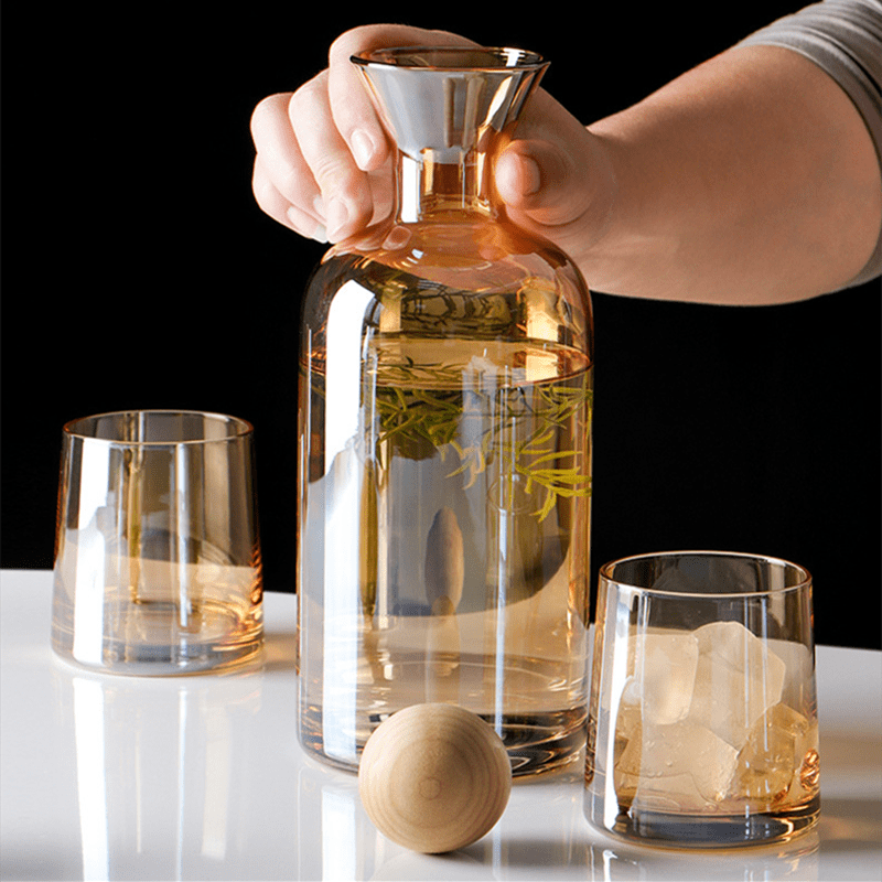 Amber Glass Water Carafe Set