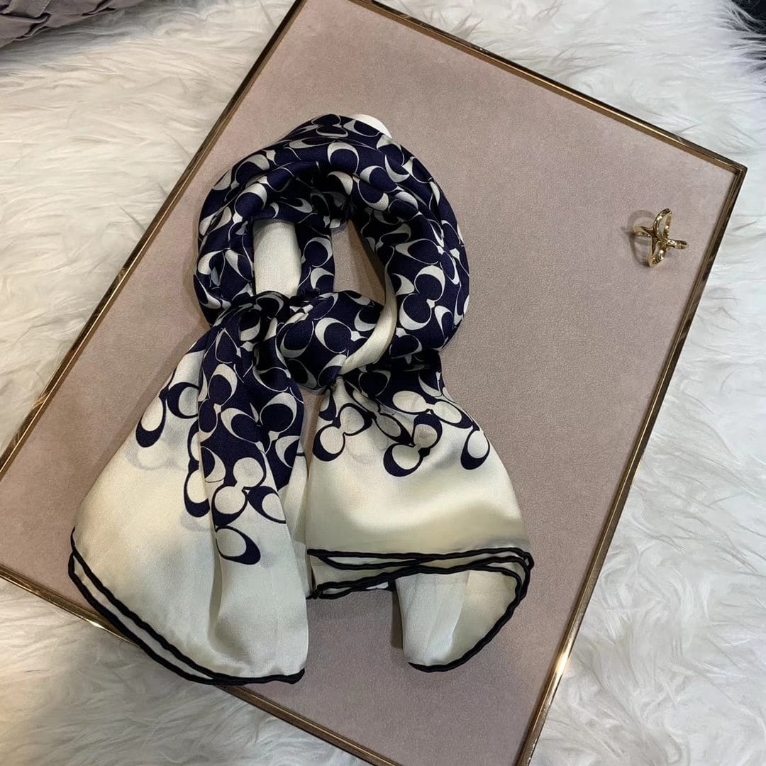 Navy Blue or Brown Square Silk Scarf - 100% Real Silk - 68x68 cm (approx. 34x34 inches) - Premium Women - Accessories - Scarves - Just €46.95! Shop now at San Rocco Italia