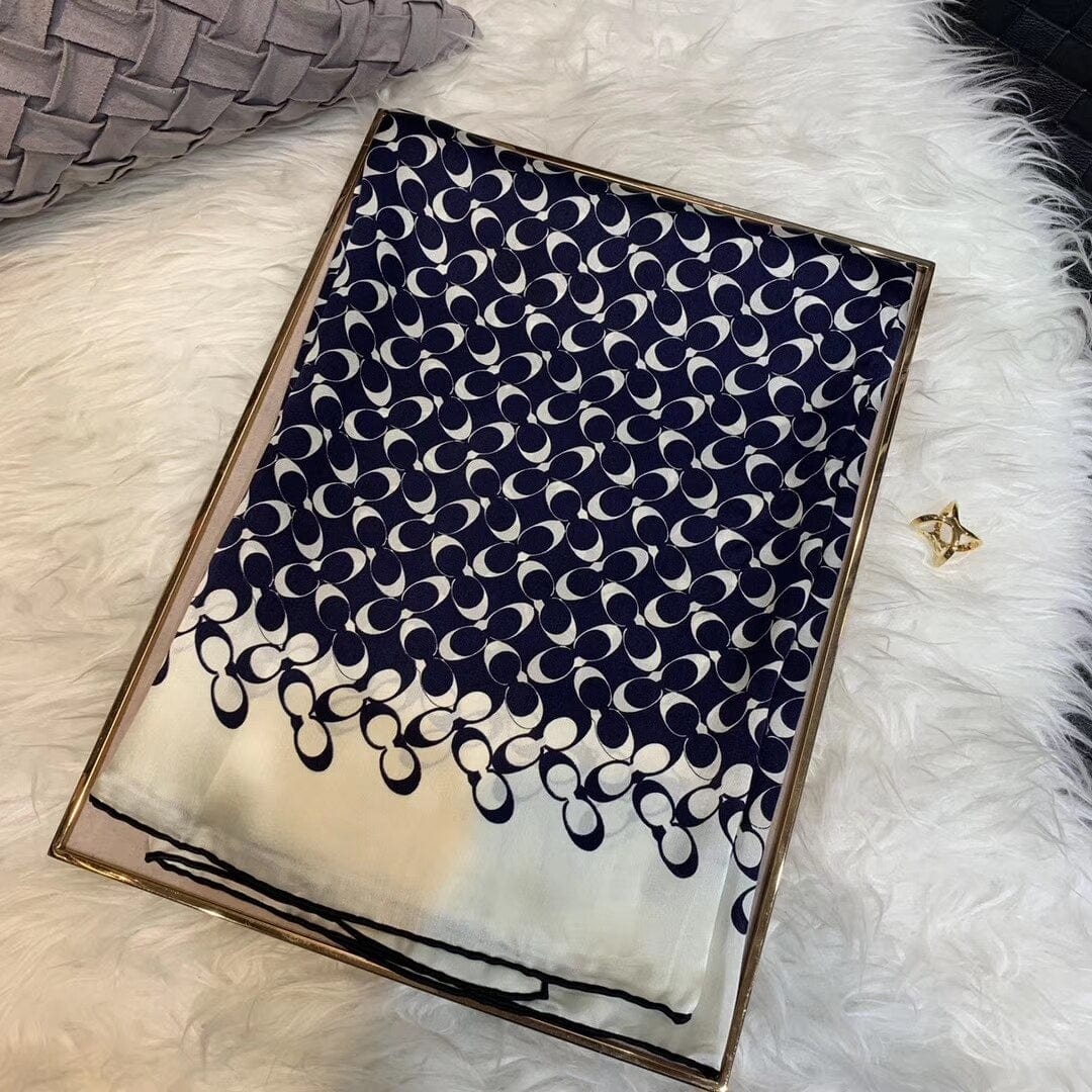 Navy Blue or Brown Square Silk Scarf - 100% Real Silk - 68x68 cm (approx. 34x34 inches) - Premium Women - Accessories - Scarves - Just €46.95! Shop now at San Rocco Italia