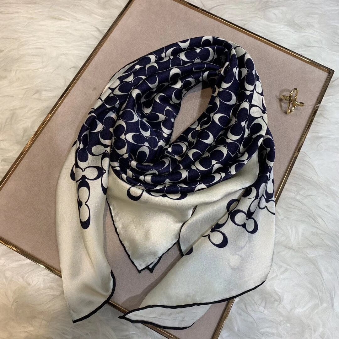 Navy Blue or Brown Square Silk Scarf - 100% Real Silk - 68x68 cm (approx. 34x34 inches) - Premium Women - Accessories - Scarves - Just €46.95! Shop now at San Rocco Italia